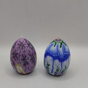 Set Of 2 Vintage Millefiori Egg-Shaped Size Candles